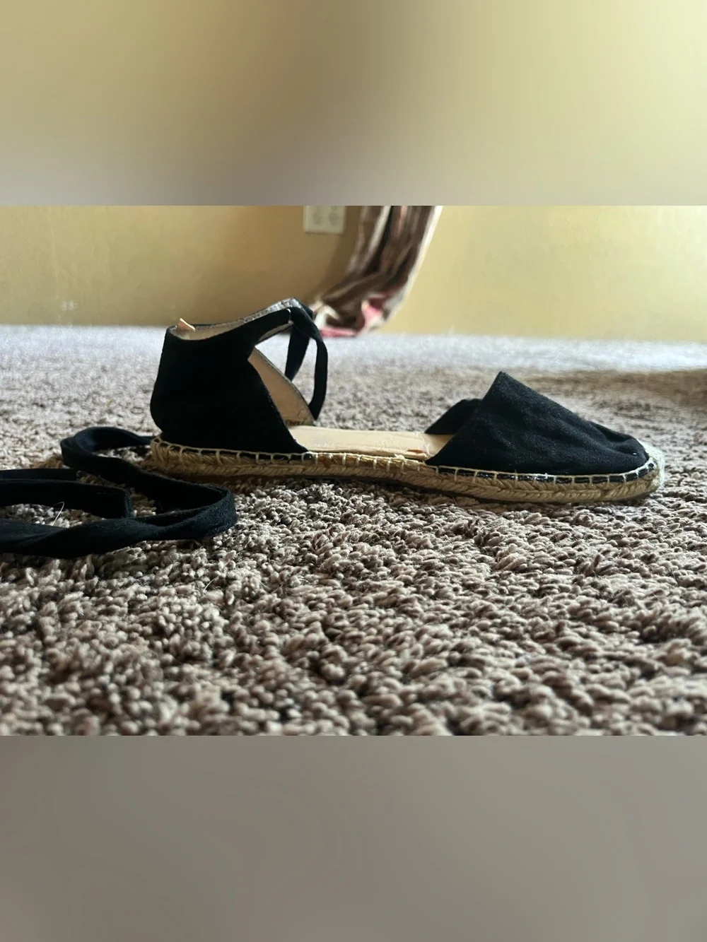 Black Women's Espadrille Lace-Up Flat